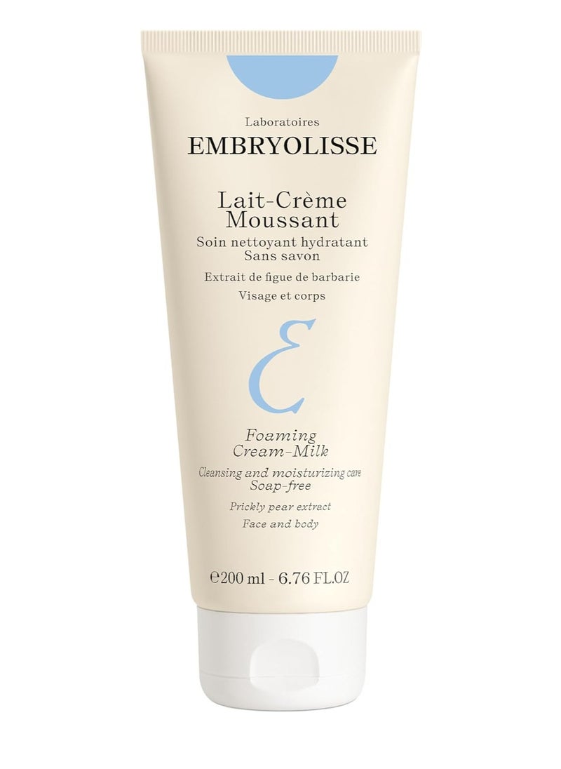 Embryolisse Foaming Cream Milk. Hydrating Cleanser for Face and Body, Soap-Free, Vegan Formula, 6.76 fl.oz.