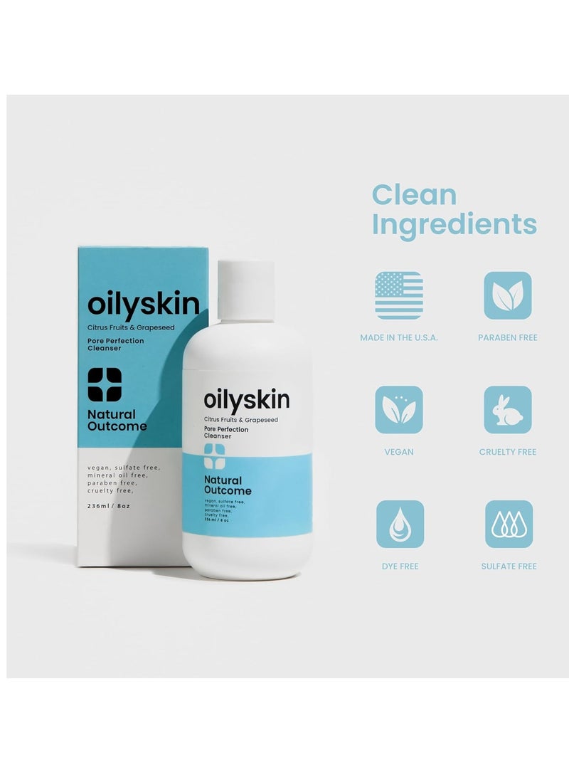 Oily Skin Cleanser | Oil Control Daily Face Wash | Pore Hydrating Non-Greasy Cleansing Gel with Purifying Citrus Extracts for Oily Skin Types | Sulfate & Cruelty Free | 8 oz