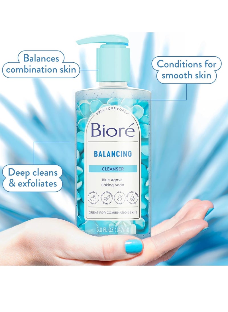 Bioré Balancing Face Wash, Cleanser For Combination Skin, PH Balanced Face Cleanser, Vegan, Cruelty Free 6.77 Oz, Pack of 3