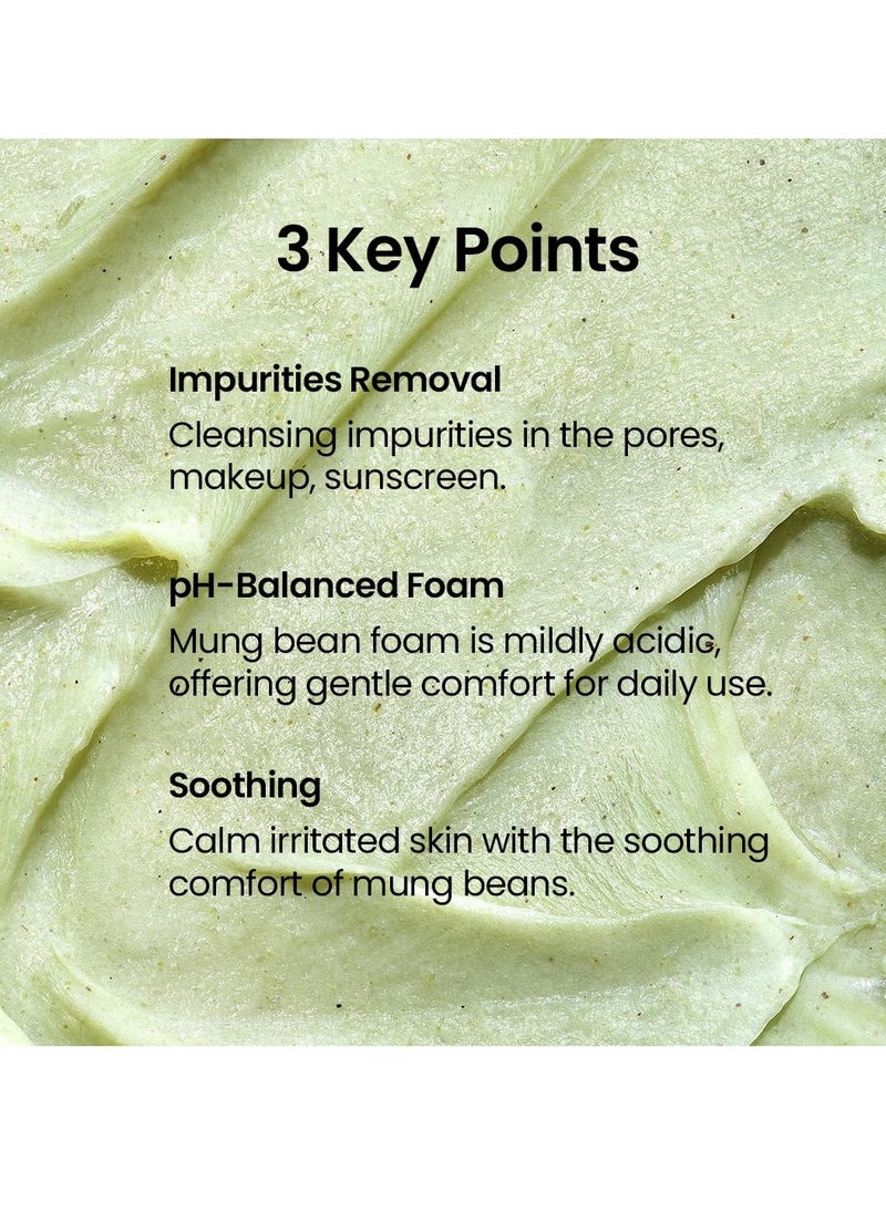 beplain Mung Bean pH-Balanced Cleansing Foam (5.4fl.oz) | Scent-free Cleanser | Gentle & Moisturizing Face Wash for All Skin Types | Makeup Remover | Korean Skin Care| Non-comedogenic tested