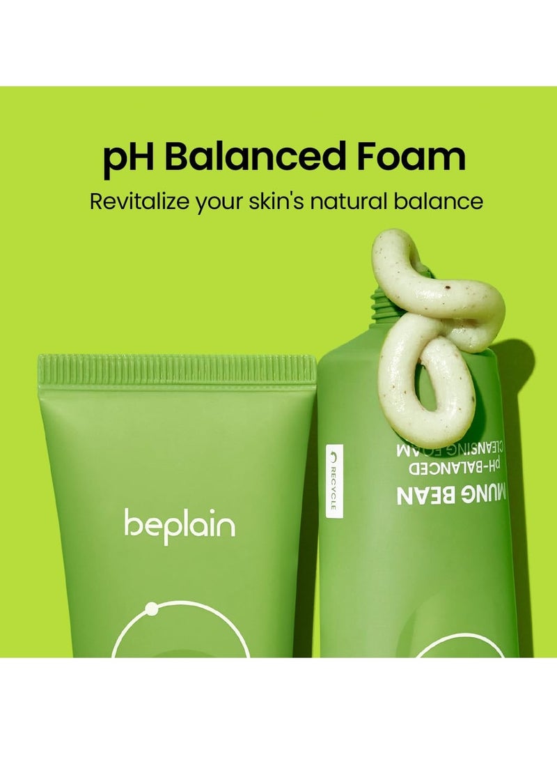 beplain Mung Bean pH-Balanced Cleansing Foam (5.4fl.oz) | Scent-free Cleanser | Gentle & Moisturizing Face Wash for All Skin Types | Makeup Remover | Korean Skin Care| Non-comedogenic tested