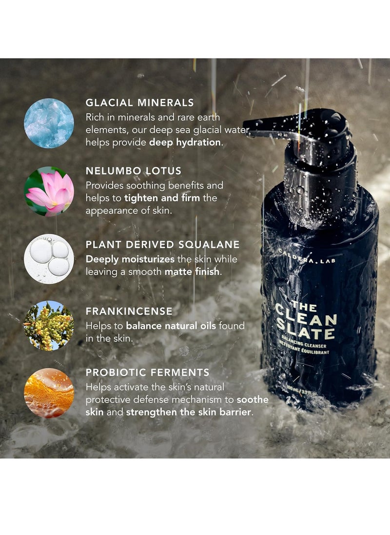 Caldera + Lab The Clean Slate | Men's Organic Foaming Facial Cleanser for Dry, Sensitive, & Normal Skin – Vegan, Natural & Antioxidant Packed Exfoliating Face Wash