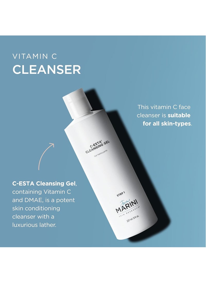 Jan Marini Skin Research C-ESTA Cleansing Gel - Daily Facial Cleanser with Vitamin C - Skincare Face Wash for Oily, Dry & Combo Skin - Gel Face Cleanser - 8 fl oz