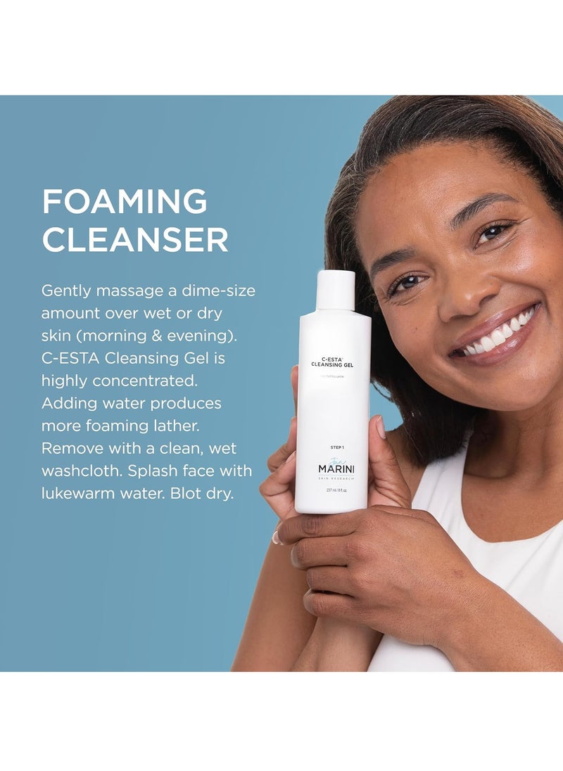 Jan Marini Skin Research C-ESTA Cleansing Gel - Daily Facial Cleanser with Vitamin C - Skincare Face Wash for Oily, Dry & Combo Skin - Gel Face Cleanser - 8 fl oz