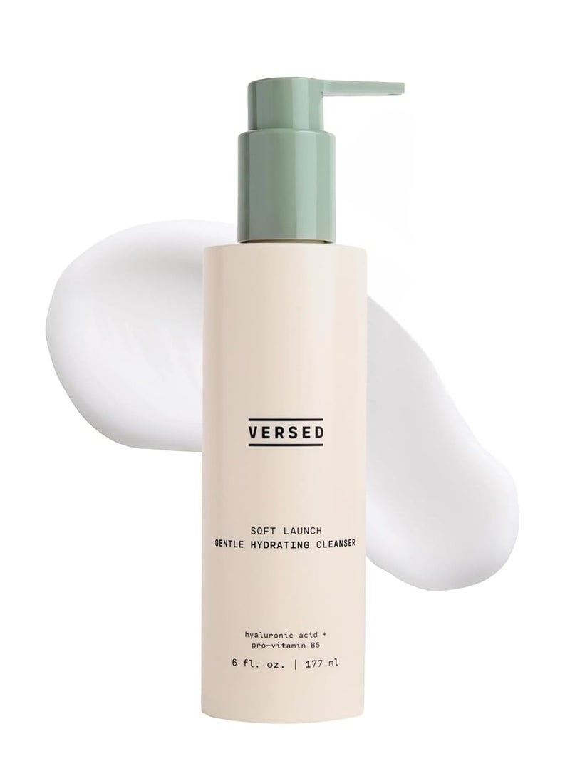 Versed Gentle Hydrating Facial Cleanser - Cream Face Cleanser with Hyaluronic Acid & Aloe Leaf Juice - Fragrance-Free Face Cleanser for Dry Skin