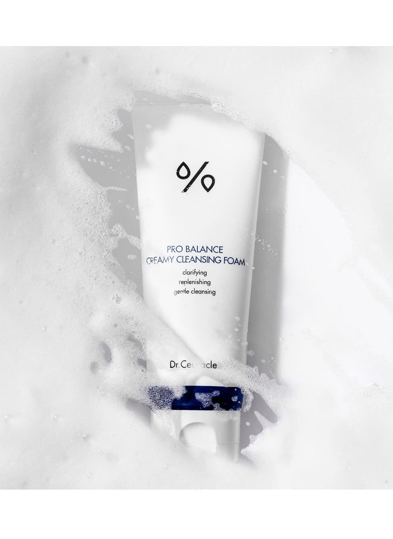 Dr.Ceuracle Pro Balance Creamy Deep Cleansing Foam (150 ml / 5.07 fl. oz.) - Korean Daily Hydrating Facial Wash with 6 Probiotics for Oil & Moisture Balance