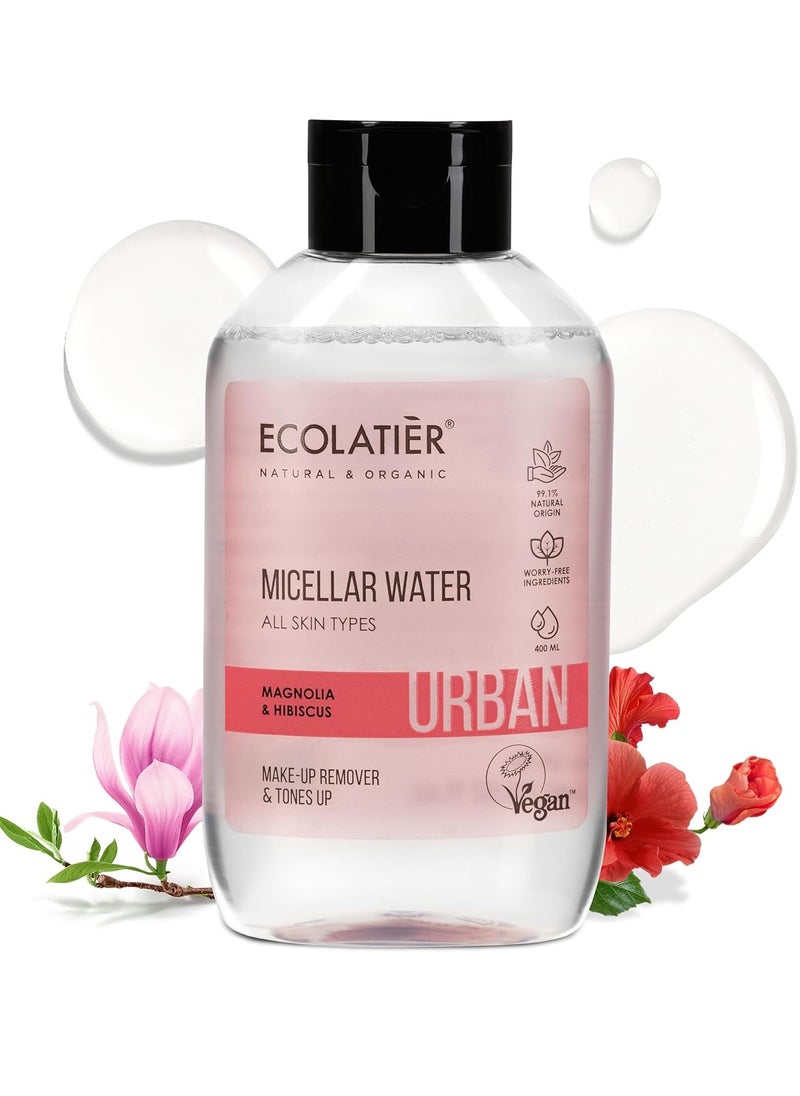 Micellar Water for Sensitive Skin with Organic Aloe Vera - 99.1% Natural Ingredients, Vegan, Hydrating Facial Cleanser & Micellar water Makeup Remover - 13.5 Fl Oz (Magnolia for All Skin Types)