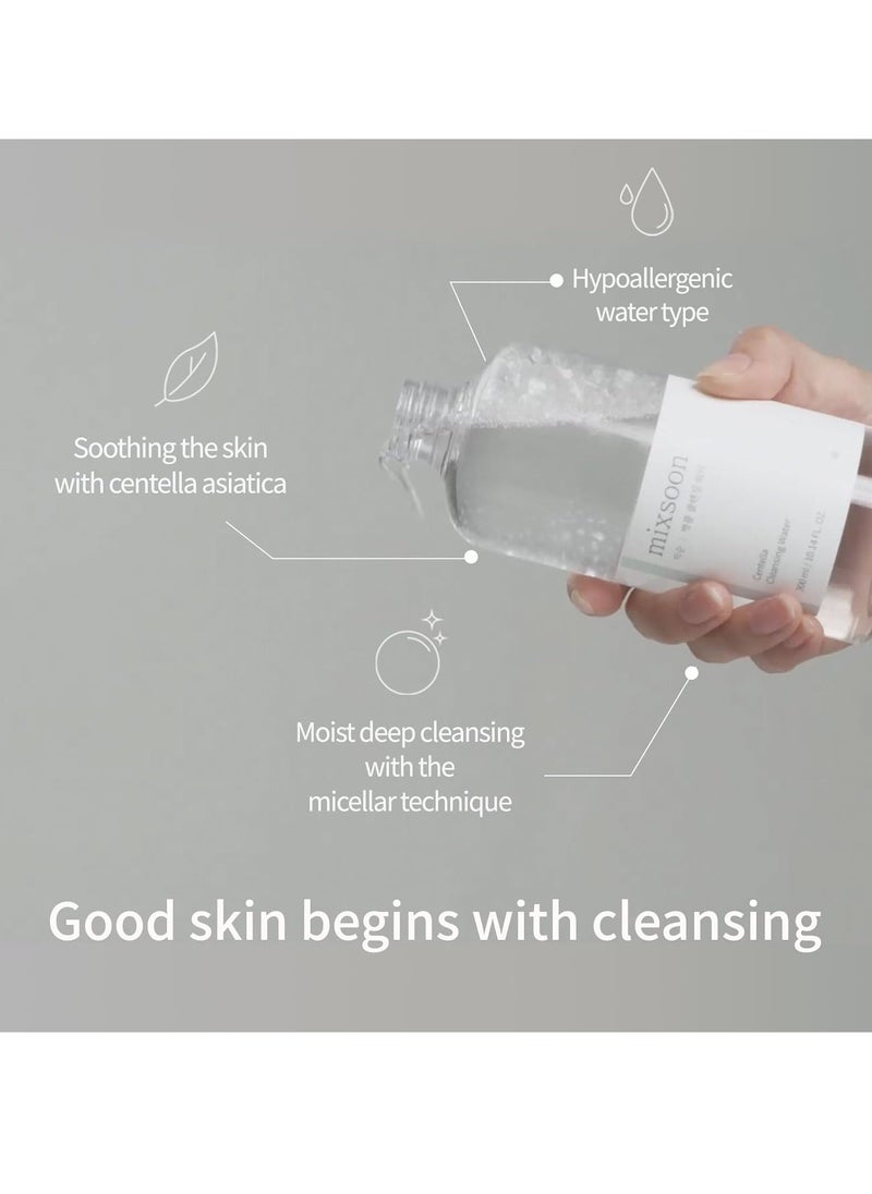 mixsoon Centella Cleansing Water 10.14 fl oz / 300ml,Face Cleanser for Sensitive Skin,Centella Asiatica, Aloe Vera