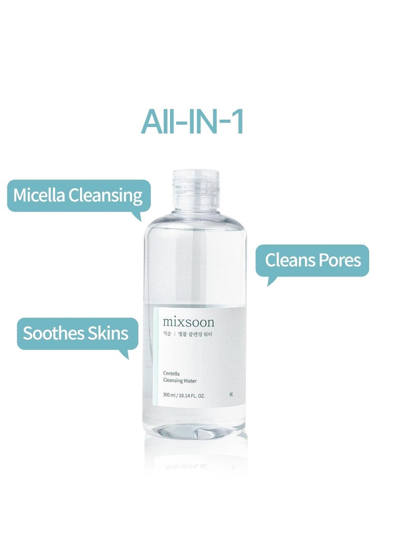 mixsoon Centella Cleansing Water 10.14 fl oz / 300ml,Face Cleanser for Sensitive Skin,Centella Asiatica, Aloe Vera