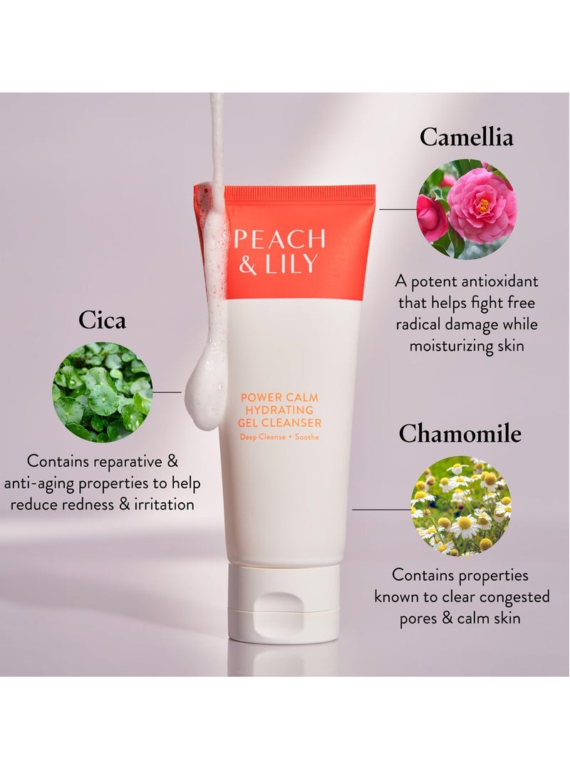 Peach & Lily - Power Calm Hydrating Gel Cleanser - Korean Skincare Face Wash - Dry, Normal, & Oily Skin - Vegan, Gluten Free, Fragrance Free, Never Tested on Animals - Travel Size - 100 ML, 3.38 FL OZ