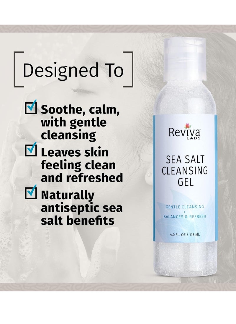 Reviva Labs Sea Salt Face Wash 4 fl oz – Gentle Facial Cleanser with Mineral-Rich Sea Salt for Balanced, Hydrated, & Refreshed Skin – Cleansing Gel for All Skin Types, Including Sensitive Skin