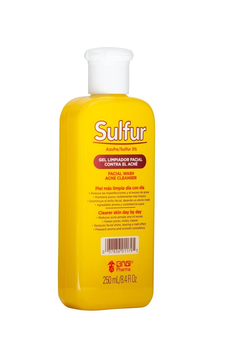 Sulfur Grisi, Facial Wash and Cleanser, Reduces Oil Excess Pimples. 8.4 Fl Oz, Bottle