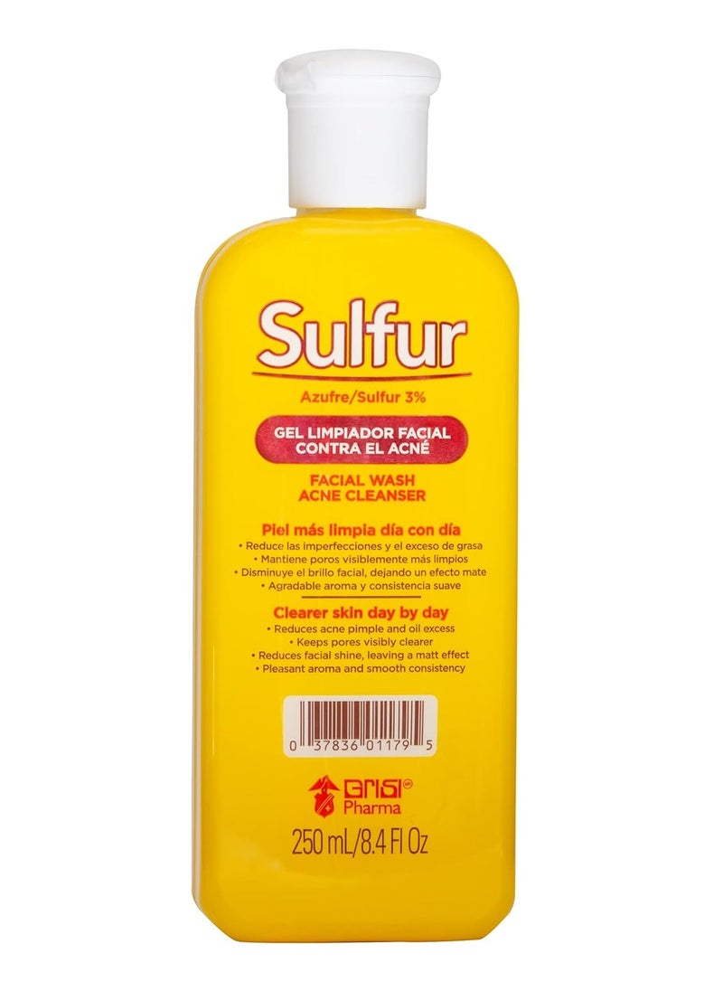 Sulfur Grisi, Facial Wash and Cleanser, Reduces Oil Excess Pimples. 8.4 Fl Oz, Bottle