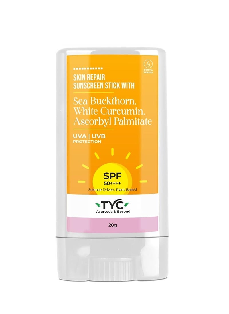 TYC - TRUST YOUR CHOICE Skin Repair Invisible Sunscreen Stick With Spf 50++++ For Oily, Dry, And Combination Skin For Men And Women Uv A/Uvb Protection, Non-Sticky Ayurvedic And Natural (20G)