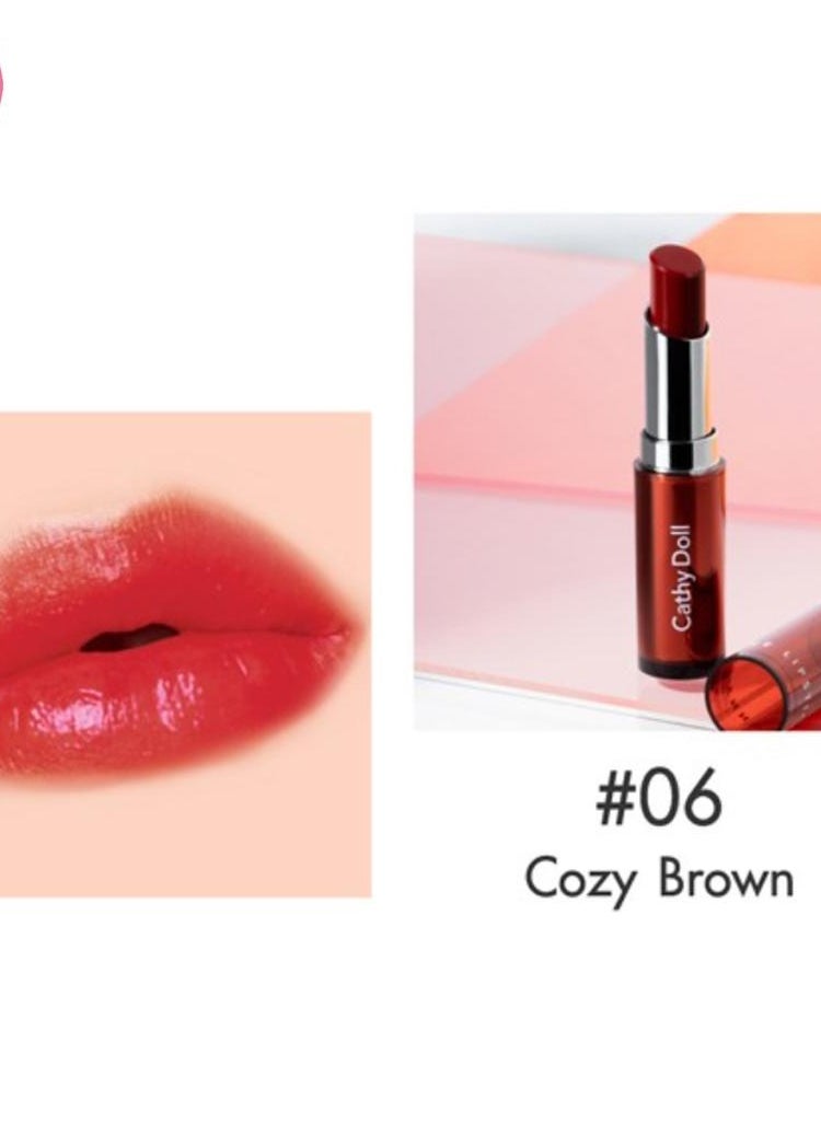 Cathy Doll Lipstick #06 Cozy Brown – Bold, Hydrating & Luxurious Shine (3.2g)