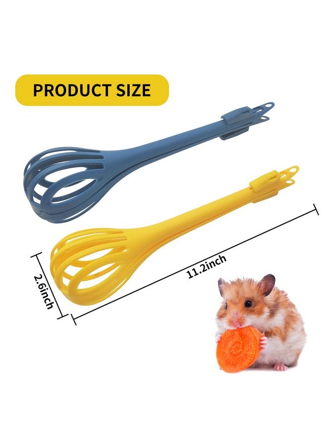 Andiker Anti-Bite Hamster Clips, 2Pcs Hamster Catcher with Long Handle to Pick Up The Small Pet, Observe Hamsters, Clean The Hamster Bedding, Hamster Accessories for Beginners (Yellow+Blue)