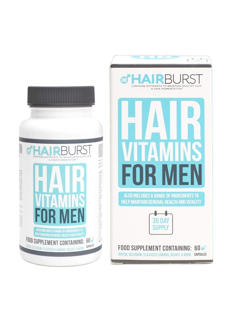 Hair Vitamins for Men — Helps to Prevent Hair Loss - Mens Multivitamins Containing 30 Vitamins and Minerals Including Biotin