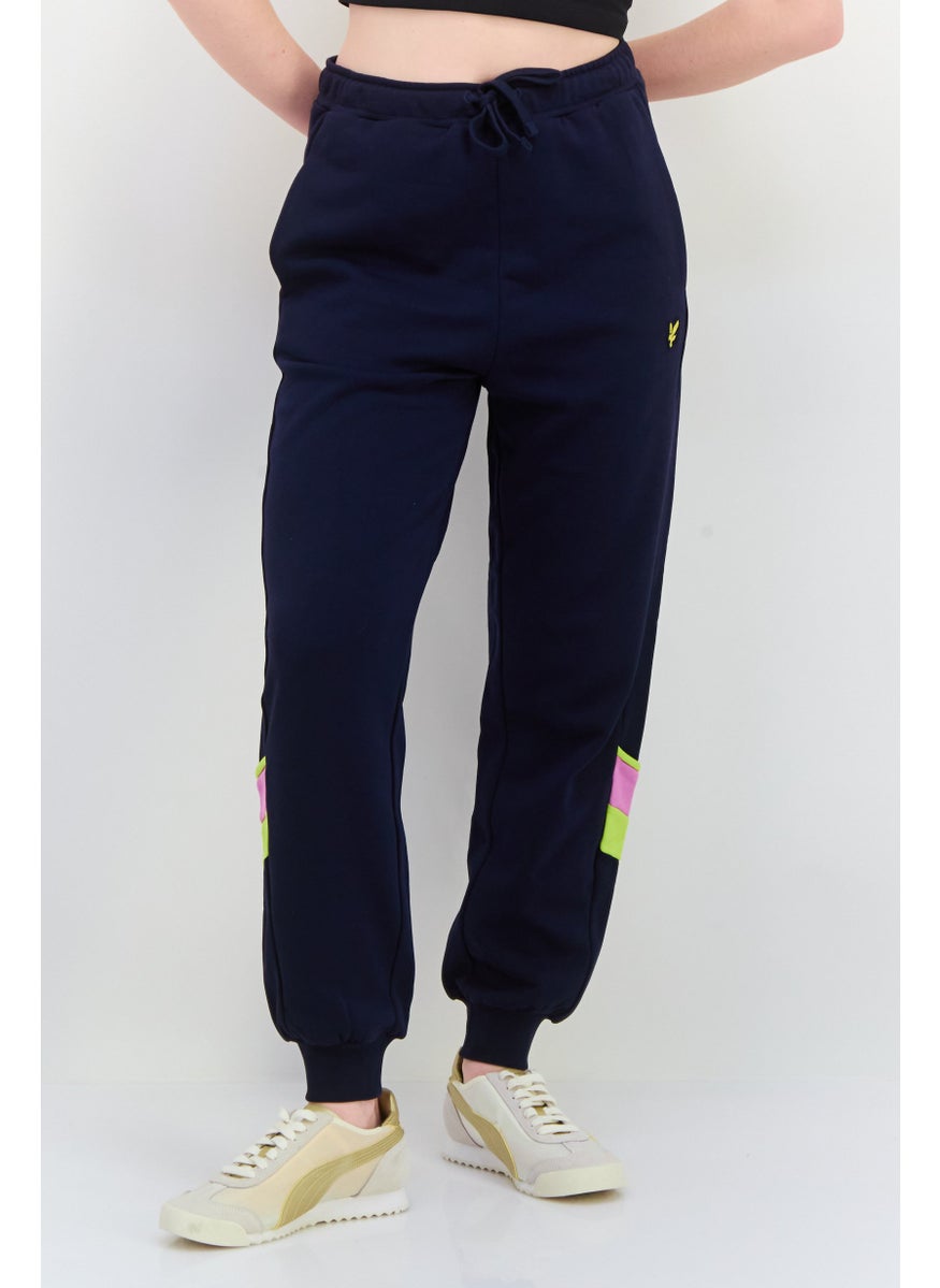 Women Embroidered Logo Jogger Pants, Navy Blue