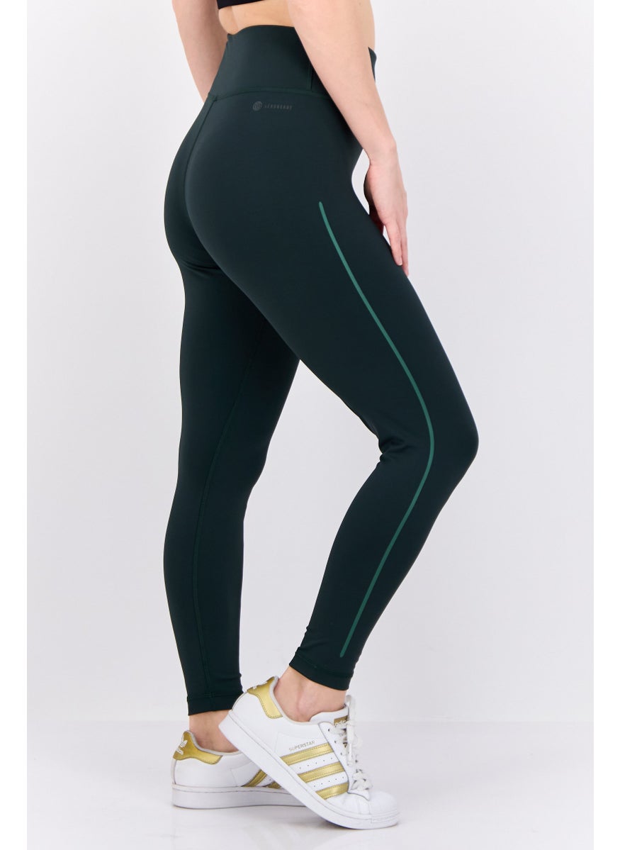 Women Tight Fit Brand Logo Training Legging, Green