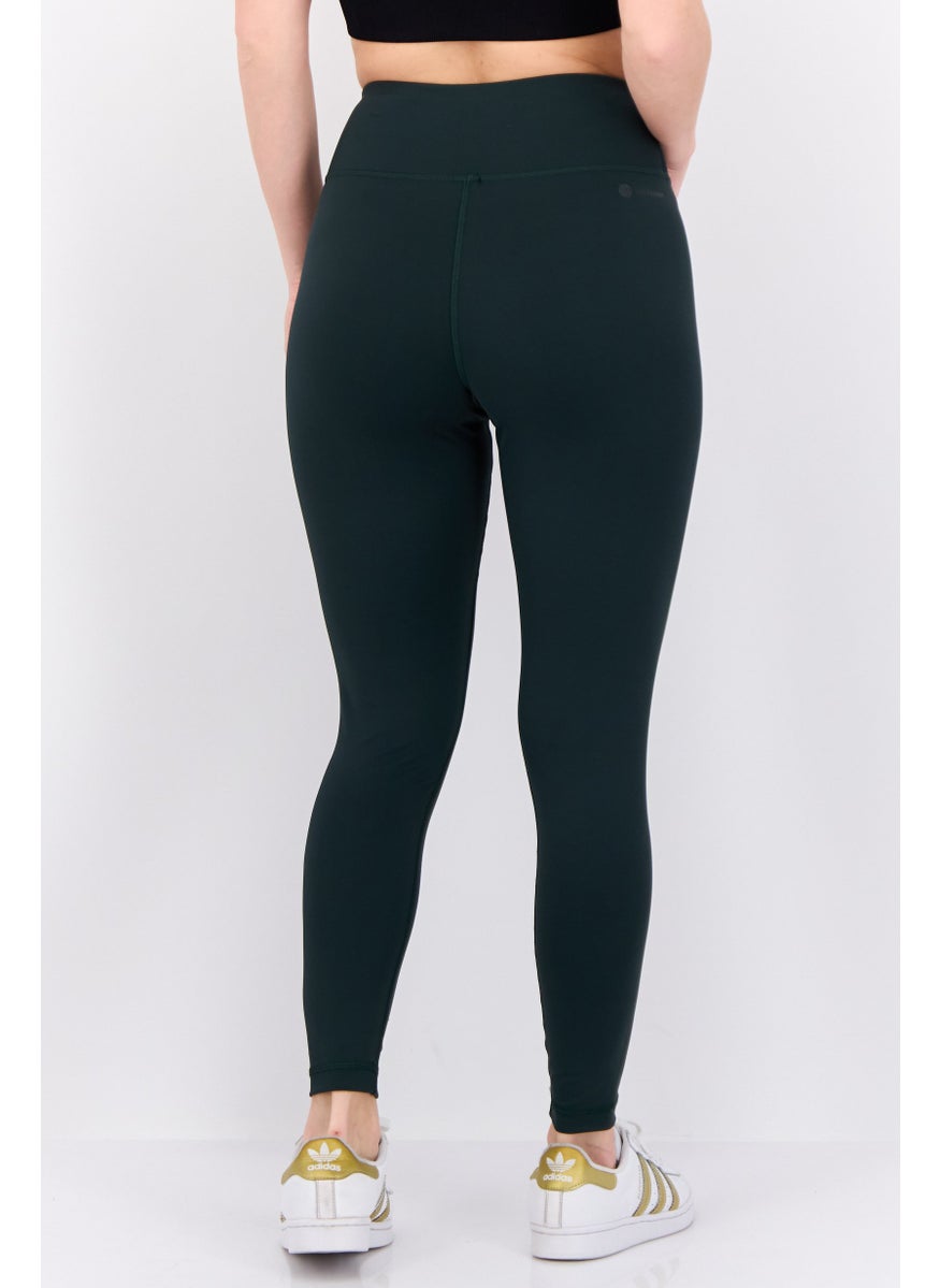 Women Tight Fit Brand Logo Training Legging, Green