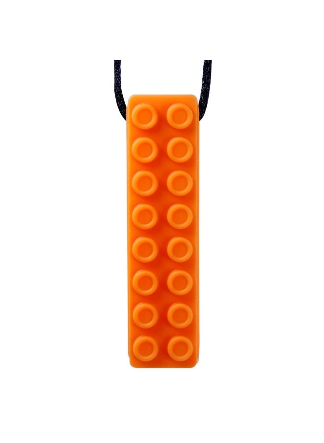 GNAWRISHING Sensory Chew Necklace 1-Pieces-Brick Chew Necklaces for Kids with Autism, ADHD, SPD, Chewing, Oral Motor (Orange)