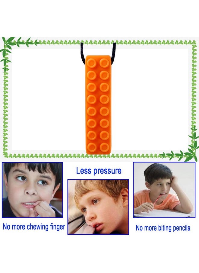 GNAWRISHING Sensory Chew Necklace 1-Pieces-Brick Chew Necklaces for Kids with Autism, ADHD, SPD, Chewing, Oral Motor (Orange)