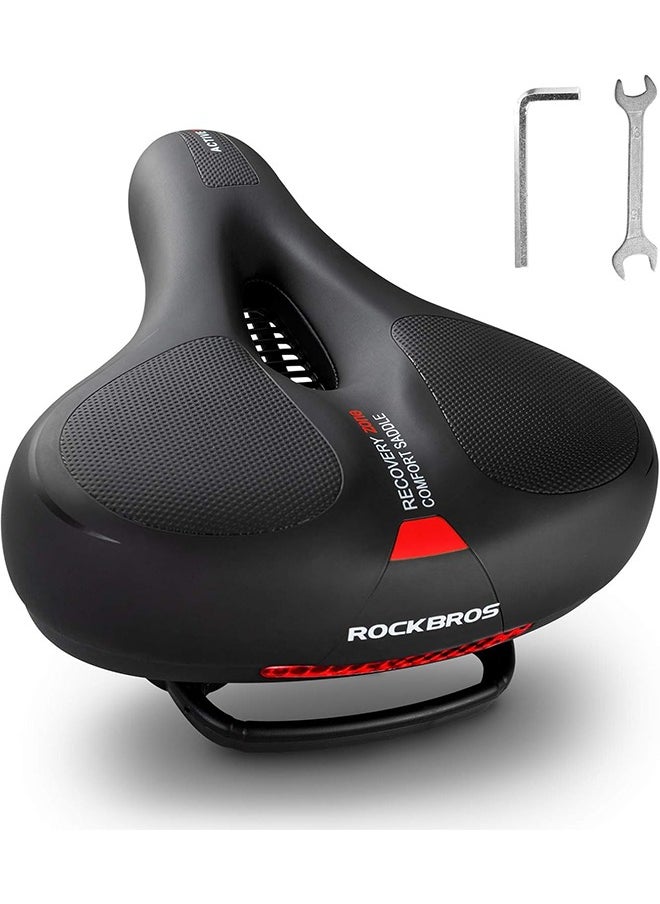 ROCKBROS Bike Seat Comfort Bike Saddle Mountain Bicycle Accessories for Men Women Soft Wide Bike Seat Cushion Dual Shock Absorbing with Reflective Strip