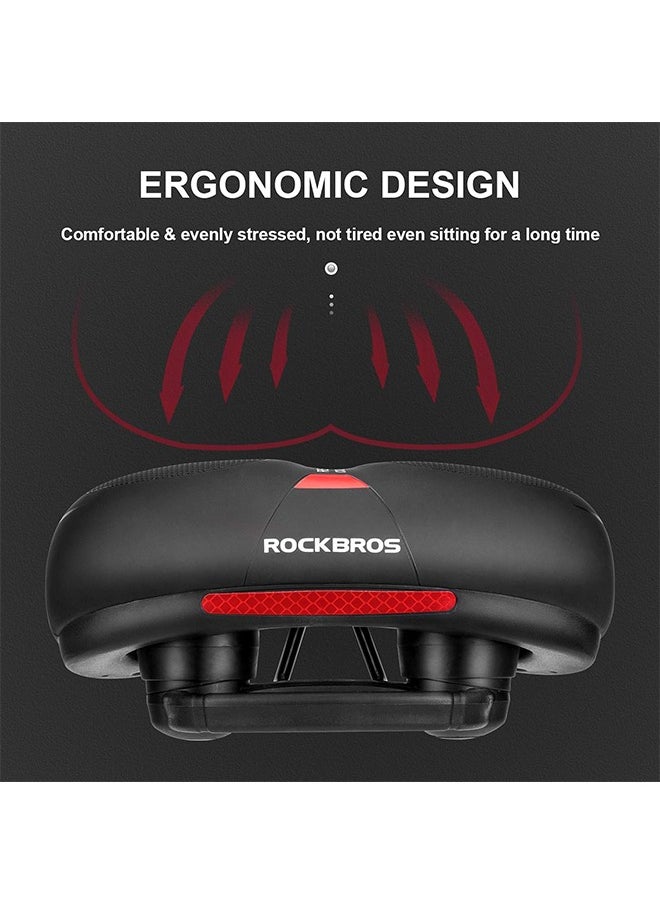 ROCKBROS Bike Seat Comfort Bike Saddle Mountain Bicycle Accessories for Men Women Soft Wide Bike Seat Cushion Dual Shock Absorbing with Reflective Strip