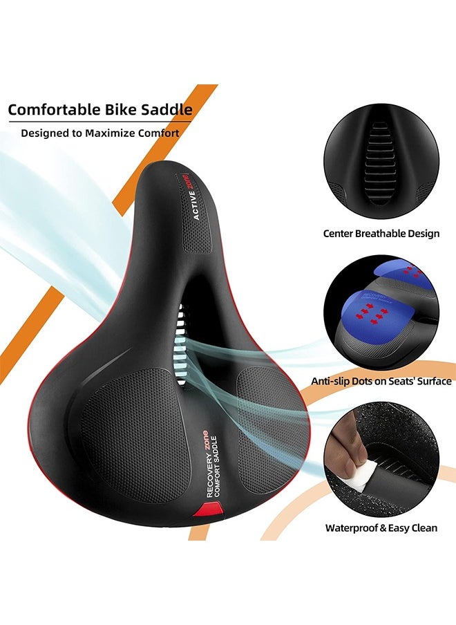 ROCKBROS Bike Seat Comfort Bike Saddle Mountain Bicycle Accessories for Men Women Soft Wide Bike Seat Cushion Dual Shock Absorbing with Reflective Strip