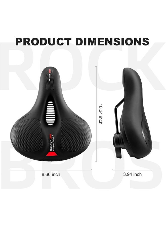 ROCKBROS Bike Seat Comfort Bike Saddle Mountain Bicycle Accessories for Men Women Soft Wide Bike Seat Cushion Dual Shock Absorbing with Reflective Strip