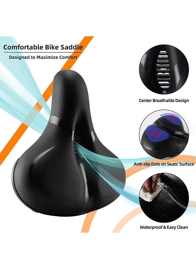 ROCKBROS Bike Seat Comfort Bike Saddle Mountain Bicycle Accessories for Men Women Soft Wide Bike Seat Cushion Dual Shock Absorbing with Reflective Strip