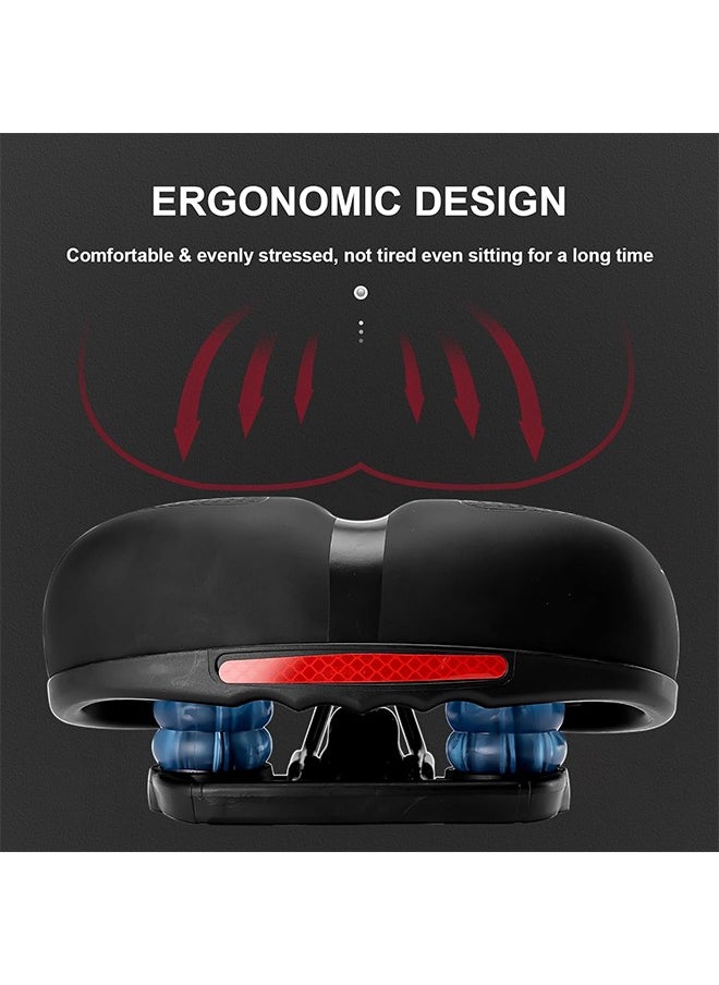 ROCKBROS Bike Seat Comfort Bike Saddle Mountain Bicycle Accessories for Men Women Soft Wide Bike Seat Cushion Dual Shock Absorbing with Reflective Strip