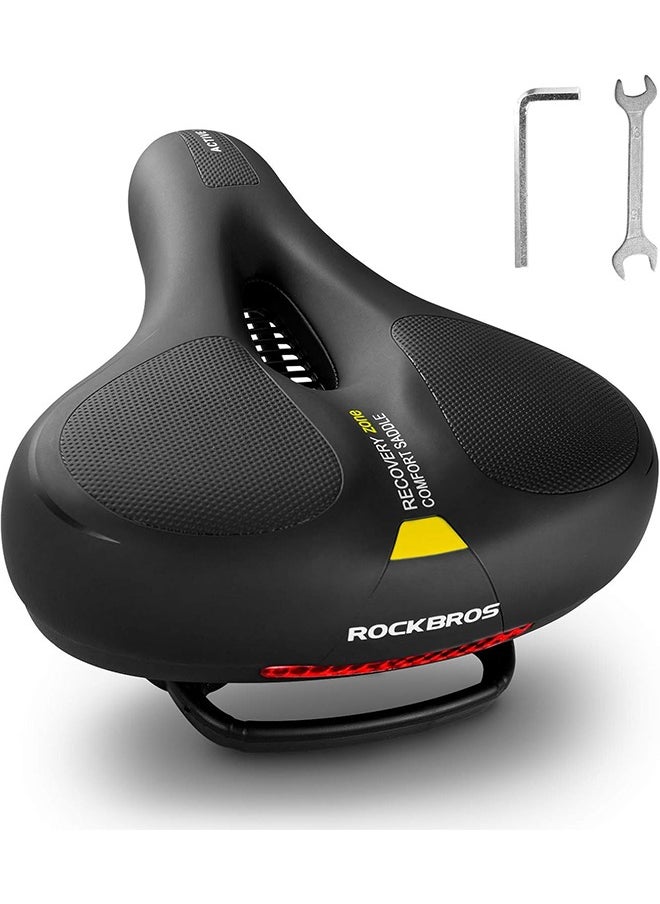 ROCKBROS Bike Seat Comfort Bike Saddle Mountain Bicycle Accessories for Men Women Soft Wide Bike Seat Cushion Dual Shock Absorbing with Reflective Strip