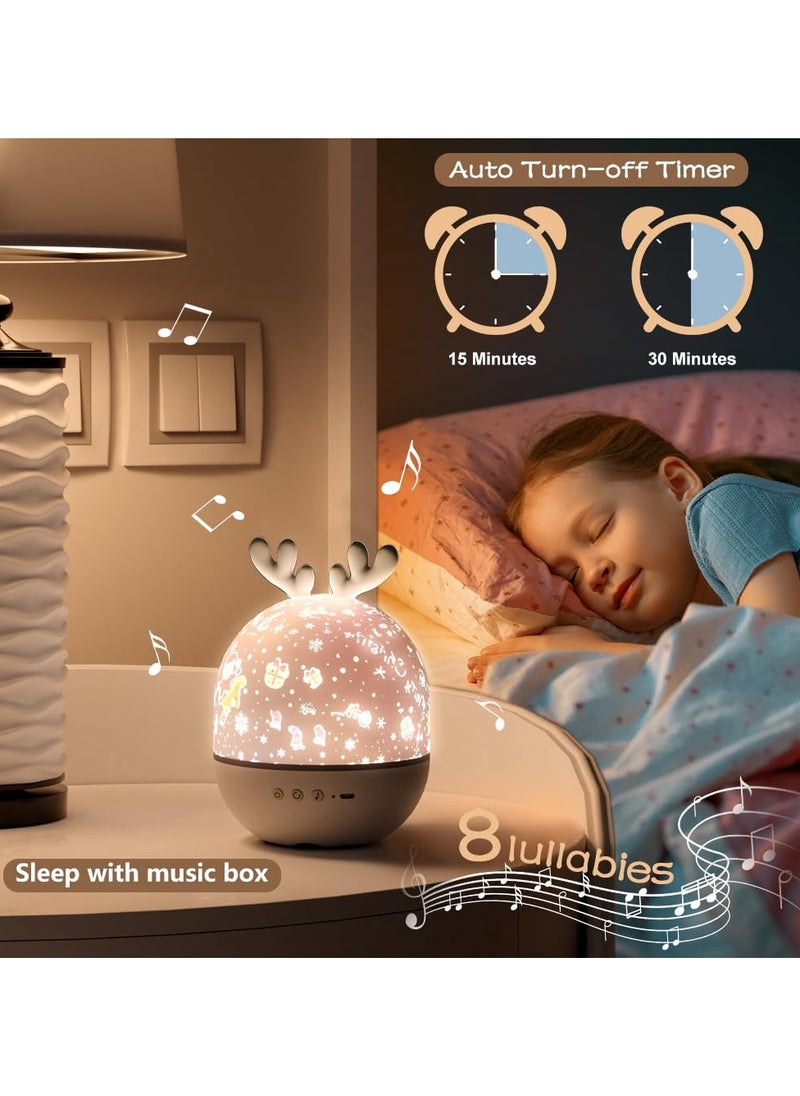 4-in-1 Night Light Projector with Timer and Remote Control for Kids Gift, USB Rechargeable Night Lamp 360°Rotatable Sound Machine Baby Sleep Lighting Starry Projector for Baby Children Teen Adult