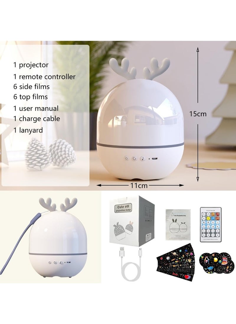 4-in-1 Night Light Projector with Timer and Remote Control for Kids Gift, USB Rechargeable Night Lamp 360°Rotatable Sound Machine Baby Sleep Lighting Starry Projector for Baby Children Teen Adult