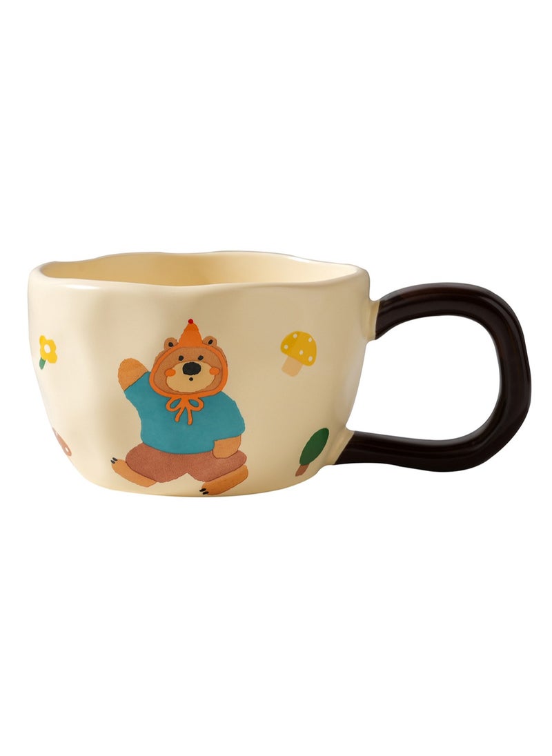 Coffee Cup Milk Yellow Happy Bear Series Cute Cartoon Bear Cup Ceramic Cup Home Coffee Water Cup Breakfast Cup Tea Set (Blue Bear)