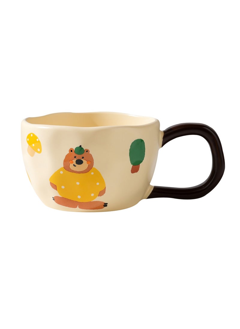 Coffee Cup Milk Yellow Happy Bear Series Cute Cartoon Bear Cup Ceramic Cup Home Coffee Water Cup Breakfast Cup Tea Set (Yellow Bear)