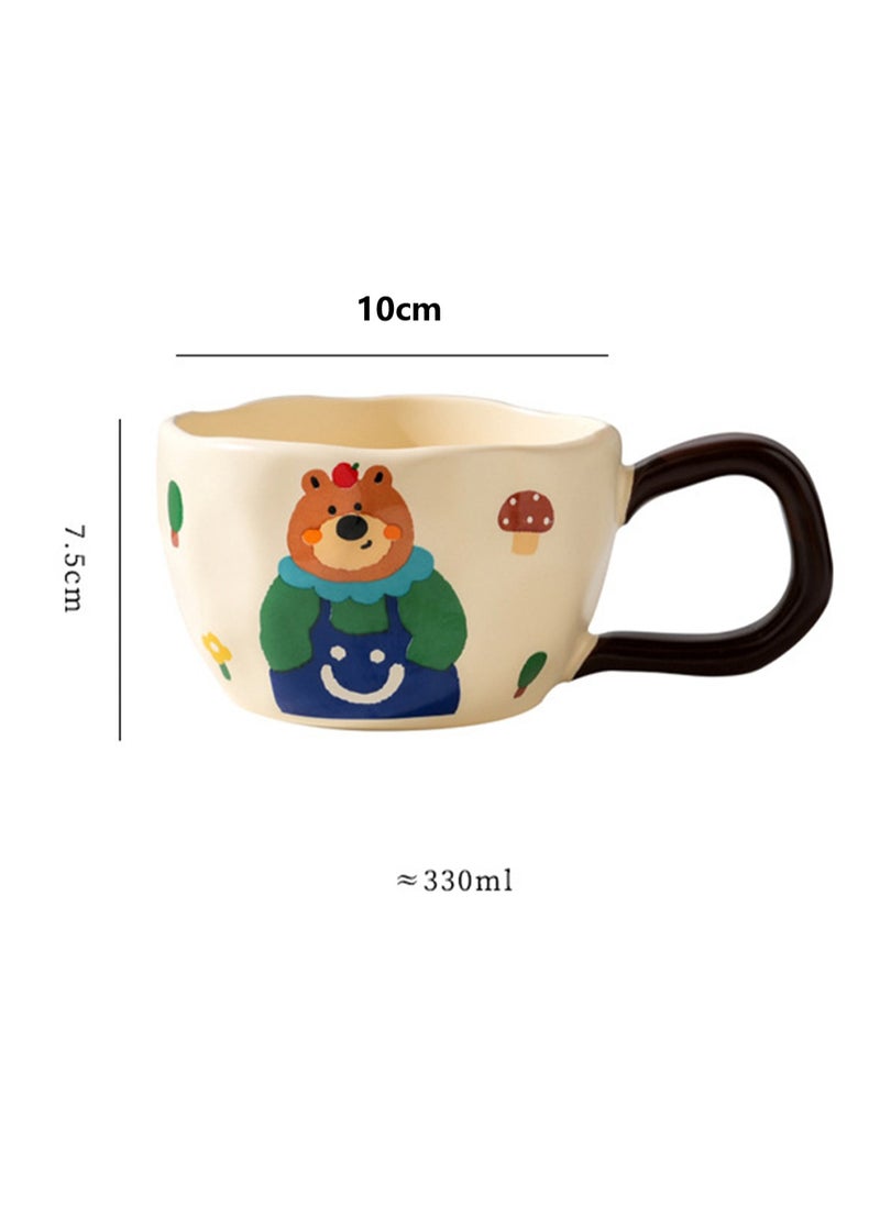 Coffee Cup Milk Yellow Happy Bear Series Cute Cartoon Bear Cup Ceramic Cup Home Coffee Water Cup Breakfast Cup Tea Set (Yellow Bear)