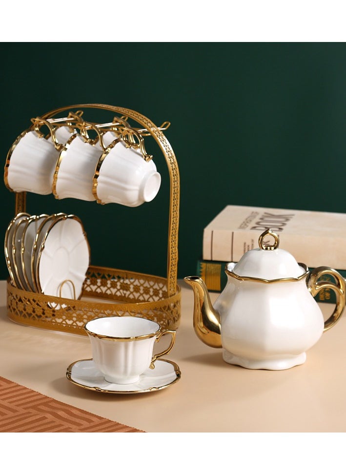 European style espresso cup with saucer and metal stand coffee cup set with teapot teacup set with teapot cappuccino cup espresso cup (gold trim)