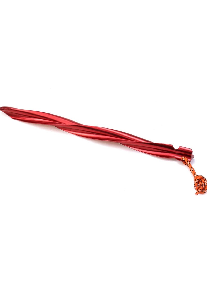 5Pcs Tent Pile Spiral Three-Edged Ground Nail with Wind Rope Beach Ground Screw Aluminum Ground Nail (Red)