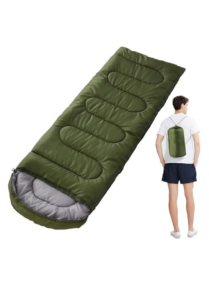 Camping Sleeping Bag, Polyester Sleeping Pad, Army Green Double-ended Zipper Tent, Indoor & Outdoor Camping Hiking Travelling Cushion, （180+30）*75cm