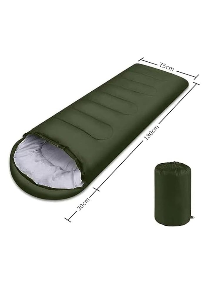 Camping Sleeping Bag, Polyester Sleeping Pad, Army Green Double-ended Zipper Tent, Indoor & Outdoor Camping Hiking Travelling Cushion, （180+30）*75cm