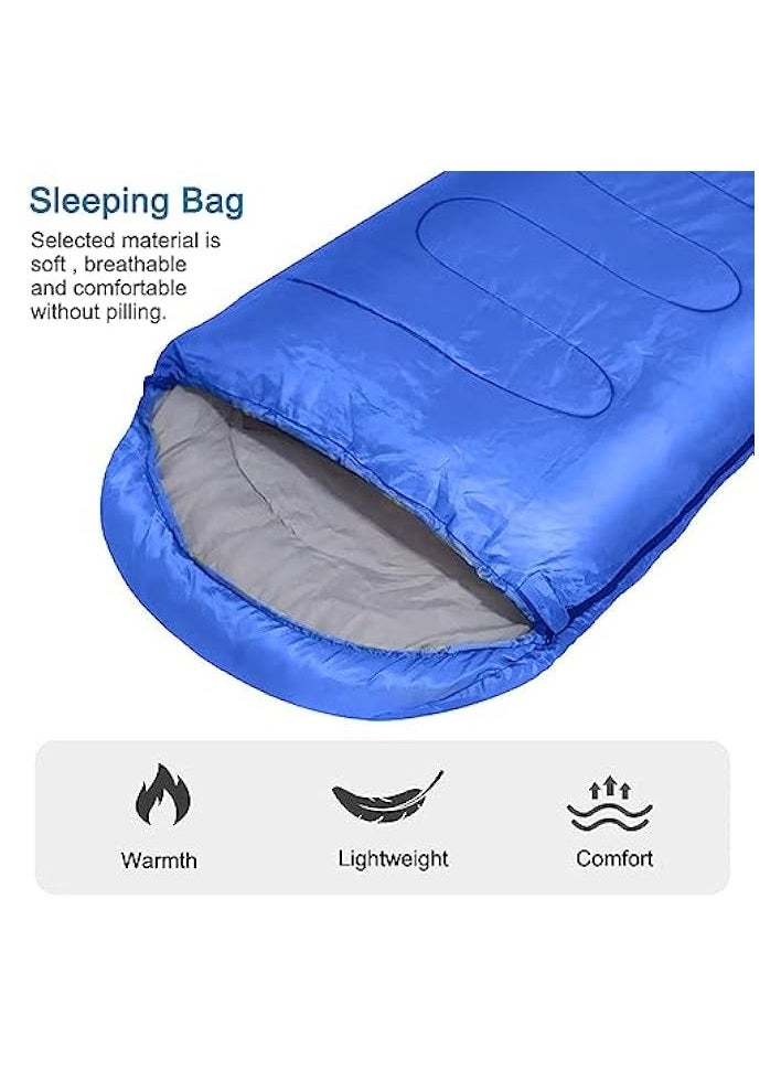 Sleeping Bags for Adults Boys Girls Backpacking Hiking Camping Cotton Liner, Cold Warm Weather 4 Seasons Winter, Fall, Spring, Summer, Indoor Outdoor Use, Lightweight & Waterproof