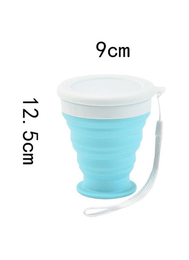 Silicone Travel Folding Cup Foldable Camping Cup Portable Drinking Cup Hiking Outdoor Reusable Takeaway Cup with Lid | Leak-proof Sports Cup for Hot and Cold Drinks (Pink)