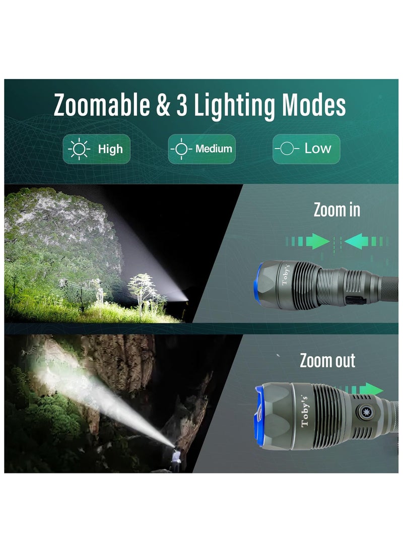 Toby's Torch-145 Rechargeable LED Bright powerful Torch with great lumen bright Torch light  High strength Aluminum Alloy and long Lasting battery life best for camping and outdoor activities