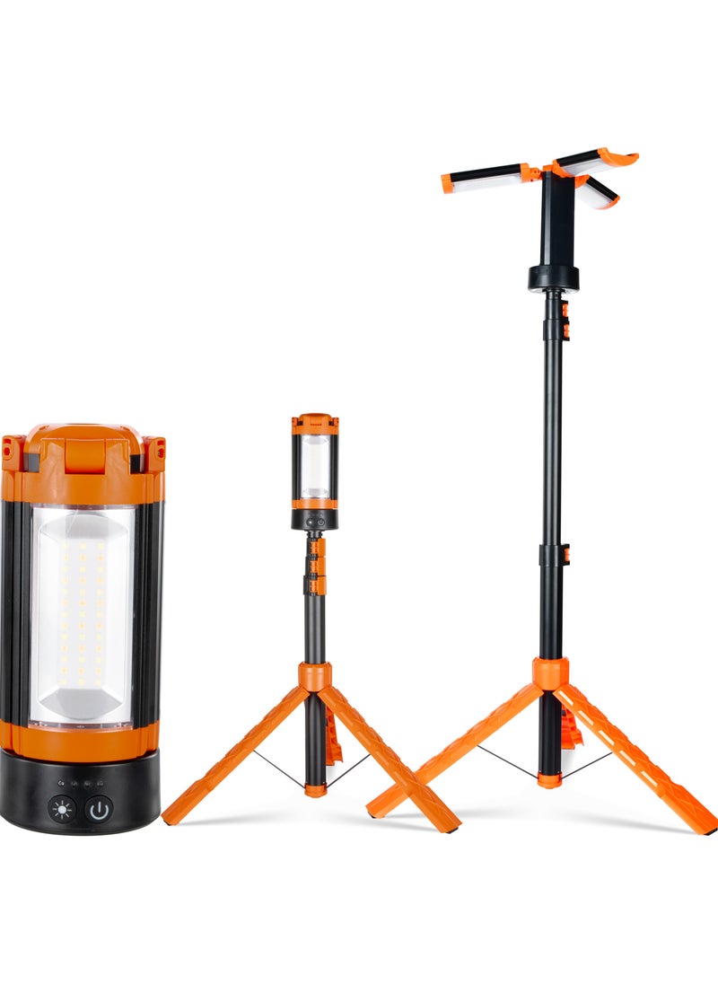 Tripod Camping Light | Rechargeable & Portable LED Lantern with Adjustable Height | Waterproof & Foldable for Outdoor, Hiking & Emergency Use