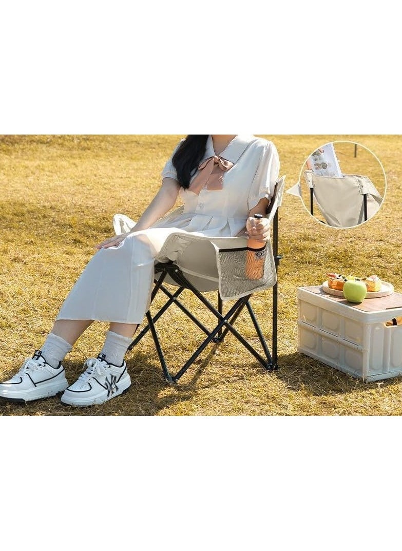 Camping Folding Chair Portable Folding Beach Chair Multi-Purpose Lightweight Chair for Outdoor Travel Picnic Hiking With Carry Bag (M-white)