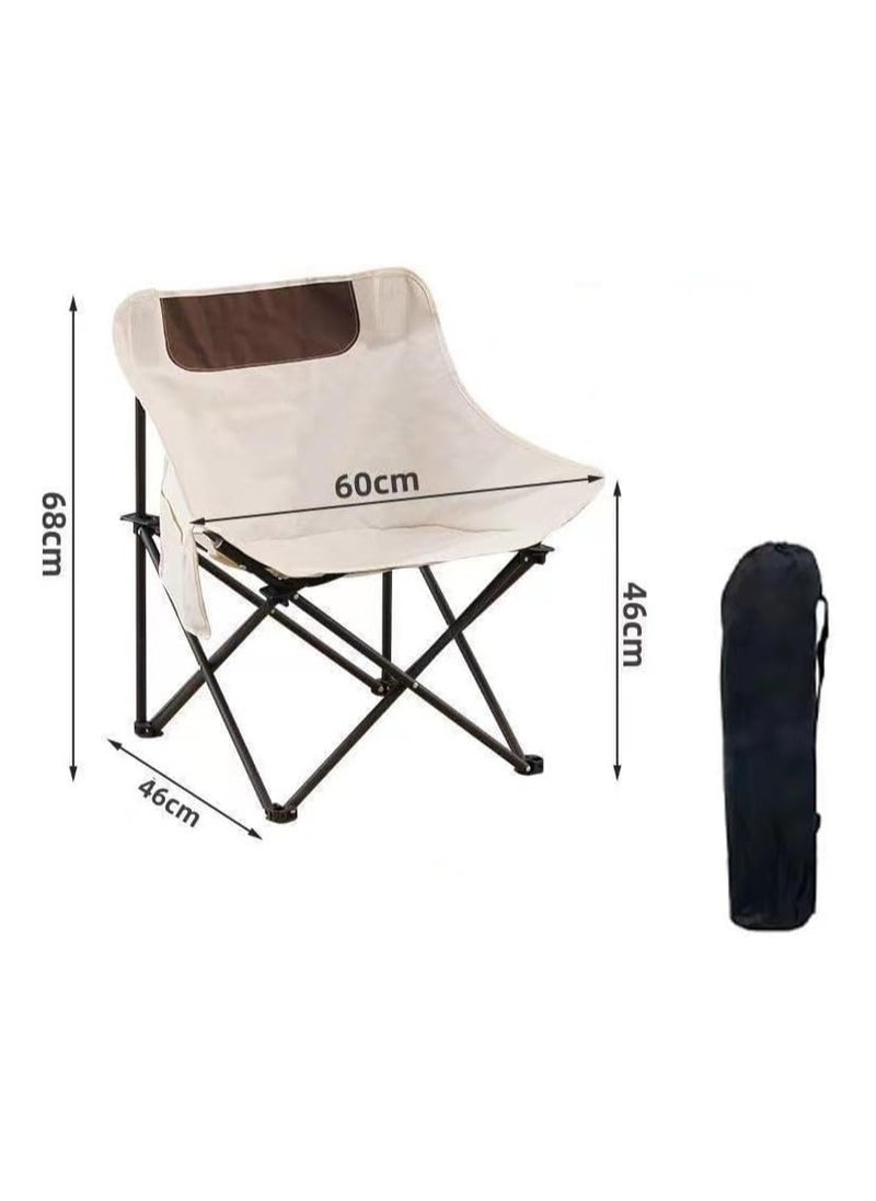 Camping Folding Chair Portable Folding Beach Chair Multi-Purpose Lightweight Chair for Outdoor Travel Picnic Hiking With Carry Bag (M-white)