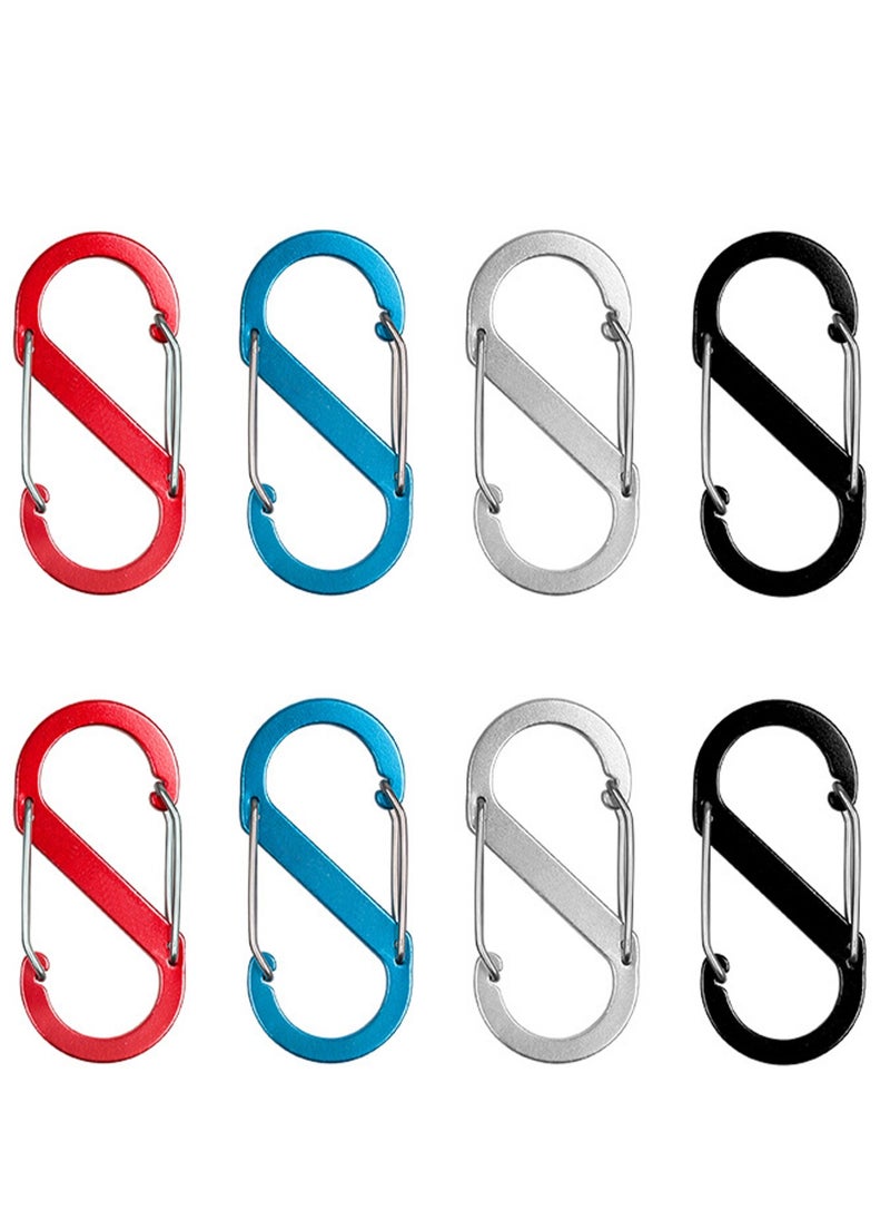 Small 8Pcs Stainless Steel Double Hanging S-Type Field Camping Buckle Multi-Function Outdoor Fast Hook （Random Color）