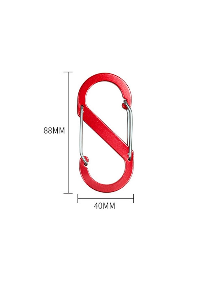 Large 8Pcs Stainless Steel Double Hanging S-Type Field Camping Buckle Multi-Function Outdoor Fast Hook （Random Color）